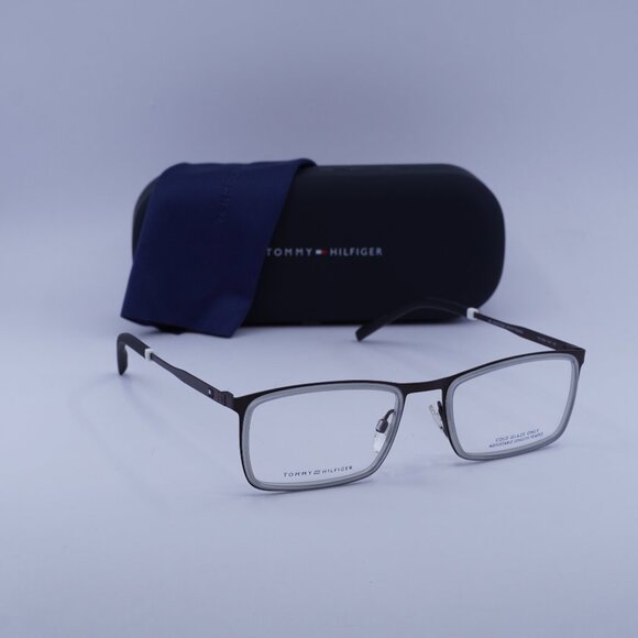 Tommy Hilfiger TH 1844 04VF 00 Rectangle Eyeglasses – Grey/Brown 55mm - Picture 1 of 12